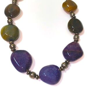 Ursula K Handcrafted Artisan Agate and Sliver Necklace